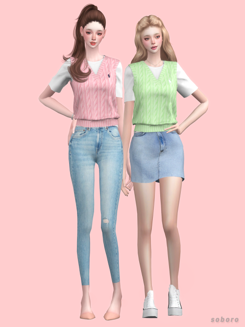 soboro-sims:[soboro] Polo Sweater vest Denim Two-Piece &Polo Sweater vest Top New mesh 38 Swatch