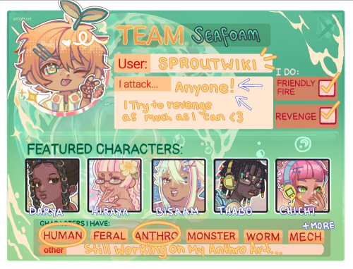 Finished My ArtFight #TEAMSEAFOAM Card! 🐠🫧⭐️🤍🍡🌊 I Hope Everyone Has Fun This Year!