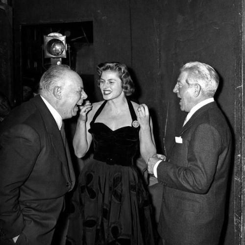 Jean Renoir, Ingrid Bergman and Jean Gabin by Daniel Fallot, 1955