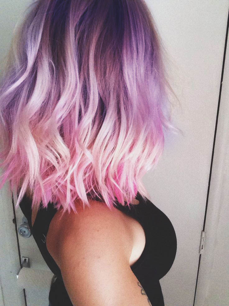 Pink hair color with blonde highlights