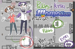 kytri:  preservedcucumbers:  Hey guys! Me and my best bud @kytri are gonna be rockin’ at MomoCon next weekend! Find us in Artist Alley at tables AA-13 and AA-10! We’ll have comic books, mini comics, prints, charms, buttons, stickers, and lots more!