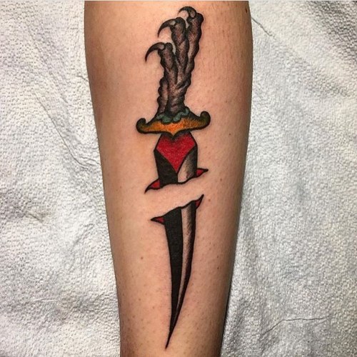 A fun dagger action from this weekend by @mattbivetto at #greenpointtattooco Lets keep the cool ones