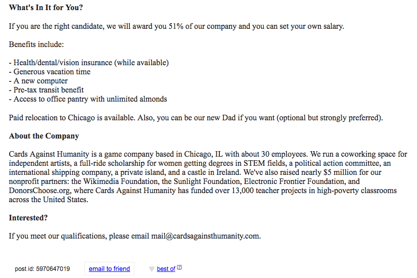 merrmaids: cards against humanity posted a listing to try to hire barack obama for