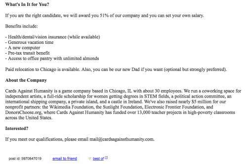 merrmaids: cards against humanity posted a listing to try to hire barack obama for their ceo positio