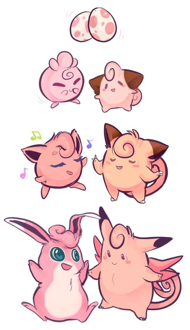 sockleton:  TREBLE &amp; IGGLES my clefable n wigglytuff duo; i bred and hatched