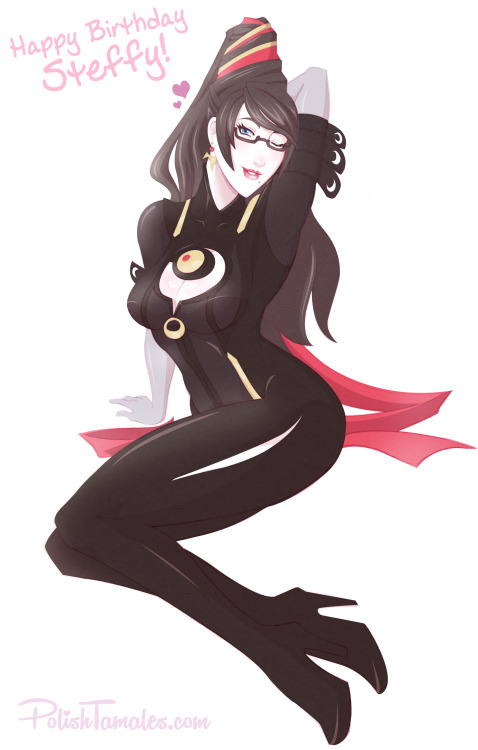 polishtamales:  Happy Birthday to the BIGGEST Bayonetta fan on tumblr!  Have a wonderful week my hentai buddy!   Oh Polish you sure do know how to spoil a girl! Bayonetta looks great in your style, this is a clear sign you need to draw her often!!!