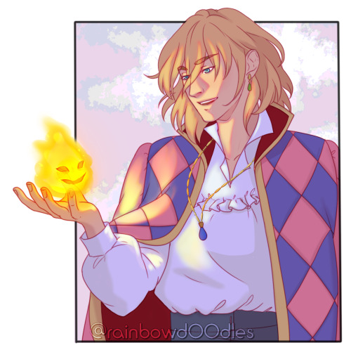 Howl (& Calcifer) for the six fanarts challenge please do not use, edit or post my art to other 