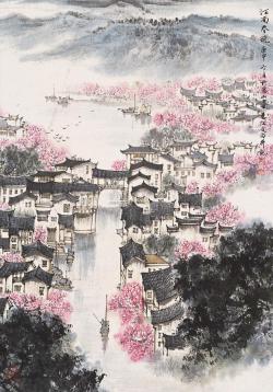 changan-moon:Traditional Chinese painting, 江南春晓 by 宋文治Song Wenzhi(1919—1999).