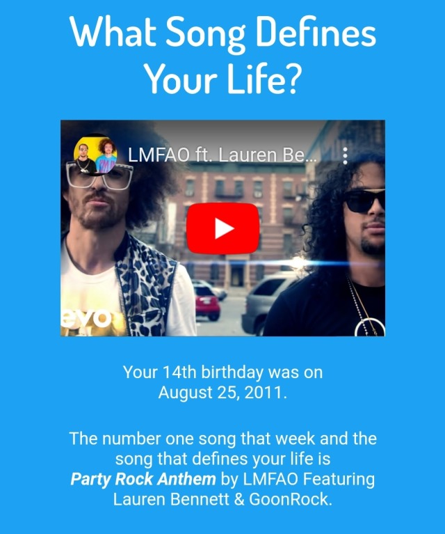 teal-gerard:so theres a website that gives you the song that defines your life aka