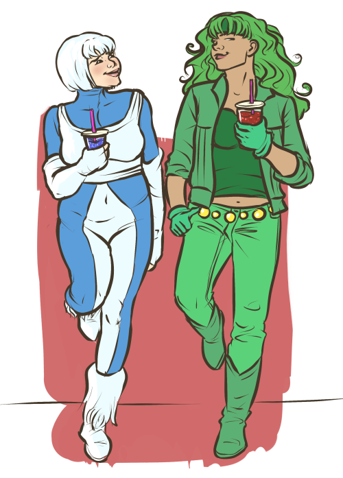 thefingerfuckingfemalefury: theunbrilliant:  albaoaurora said: bea and tora having smoothies? beep b