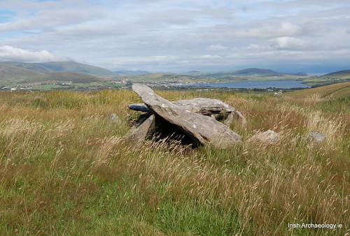 irisharchaeology:The remains of an Early Bronze Age wedge tomb overlooking Dingle harbour, Co. Kerry