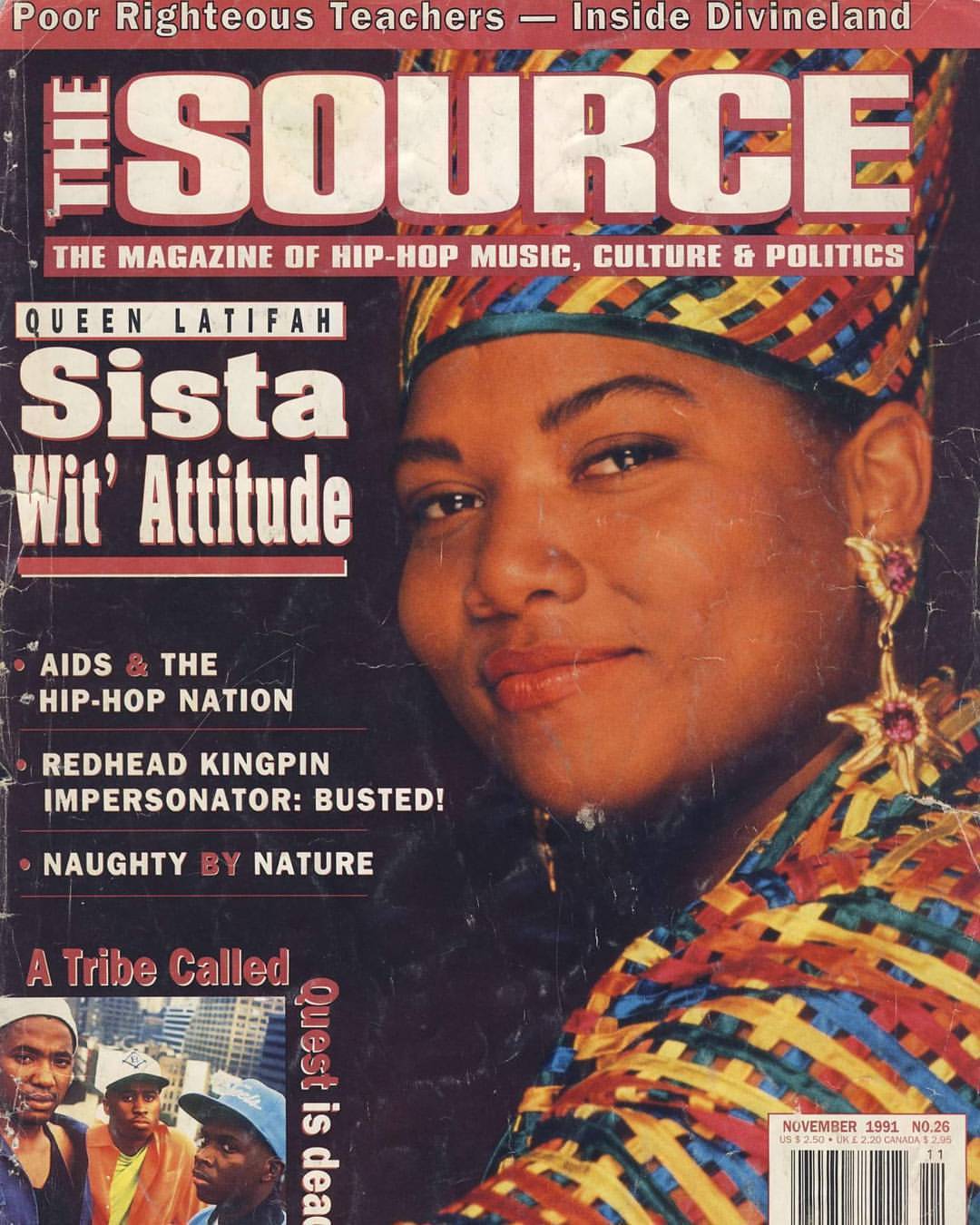 hiphopphotomuseum:  @thesource - @queenlatifah - November 1991 / Cover photography
