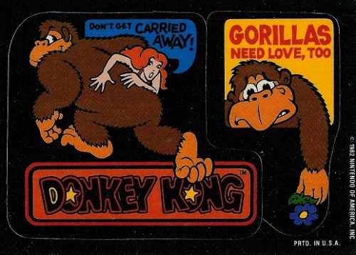 suppermariobroth:An assortment of officially licensed 1982 Donkey Kong arcade stickers. Note that in