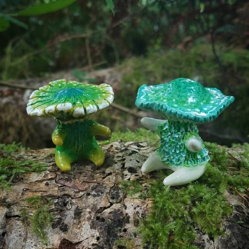 woodland-sorcery:  sosuperawesome:  Funguise Figurines / Brooches Wicked West on Etsy See our #Etsy or #Mushrooms tags     These are sick 