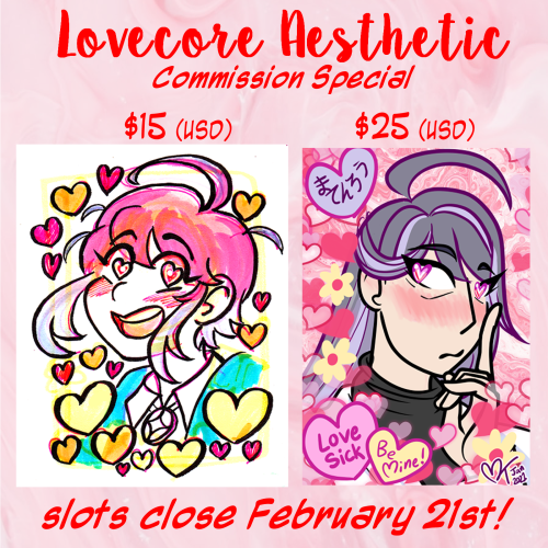 Lovecore headshot commissions are OPEN! Get your favorite characters with adoring glances, blushing 