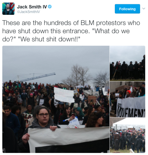 the-movemnt:Black Lives Matter shut down the entrance to the inauguration this morning. Follow all