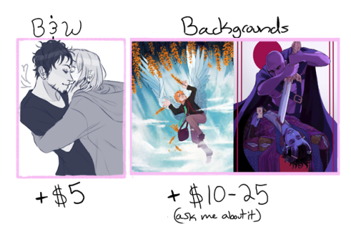 Hey guys! I’m opening commissions again! Please Reblog if you can, I need to save up for college nex