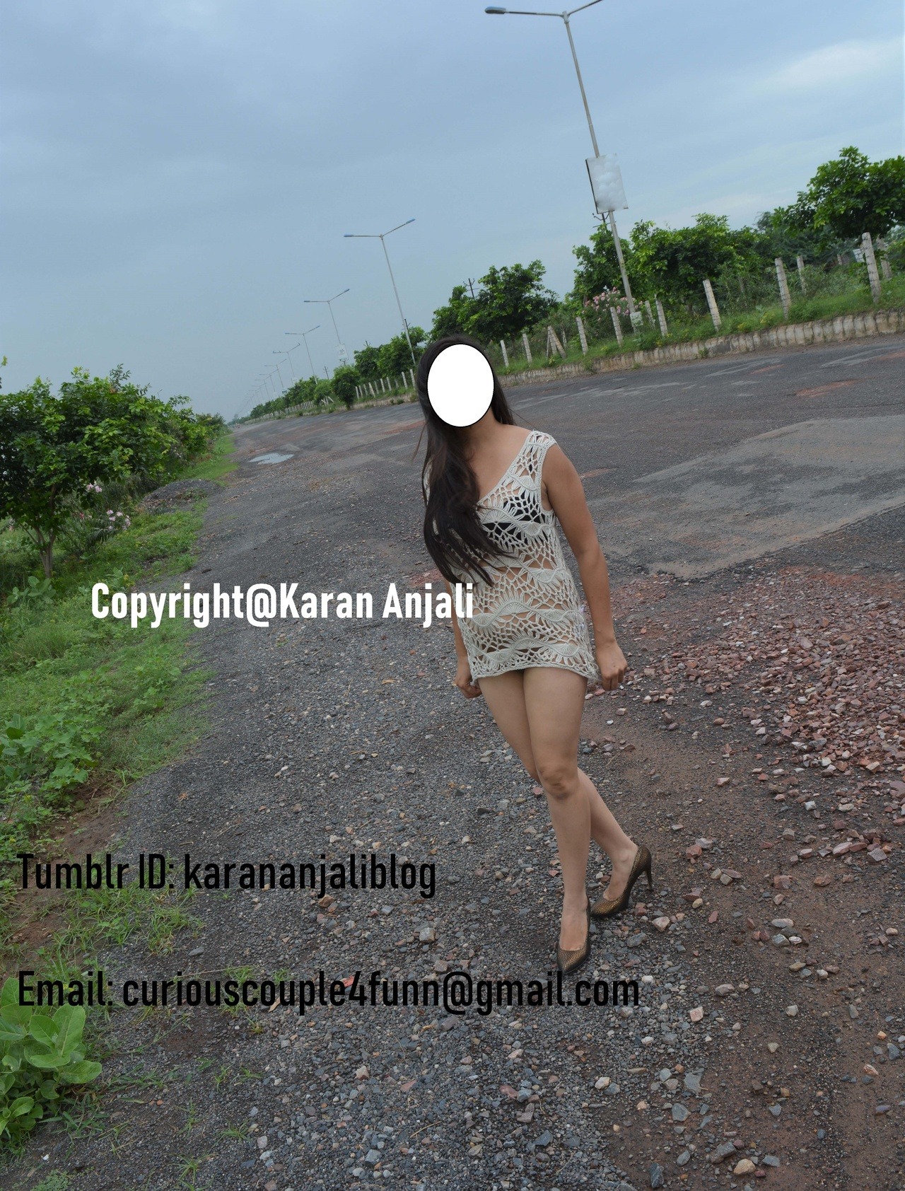 karananjaliblog:  Just in a lace top ………….Roadshow by my Sexy wife Anjali.Enjoy