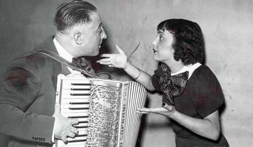 Édith Piaf and her first accordionist, Juel