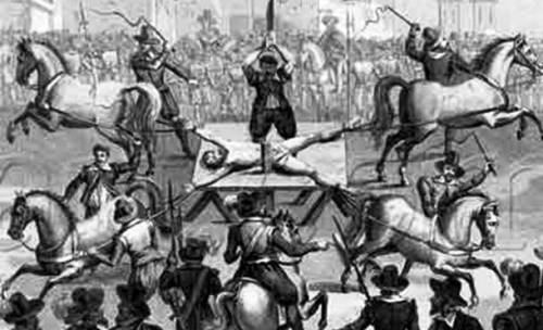 sixpenceee:Hanged, Drawn, and QuarteredDuring medieval times, the penalty for high treason in England was to be hanged, drawn and quartered in public and though it was abolished in 1814, it has been responsible for the death of thousands of people. In