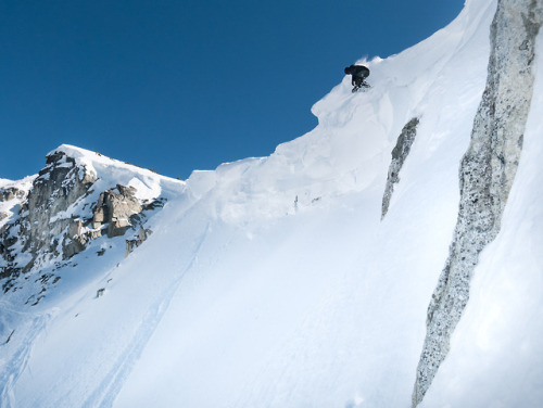 Cornice Drop on Blackcomb. Rider: Dan Barker