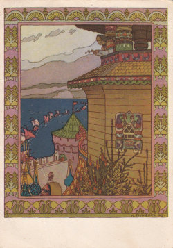 sovietpostcards: Vintage Soviet Postcard (1965) / White Duck folk tale illustration / Traditional Russian terem house / artist Ivan Bilibin (via etsy)