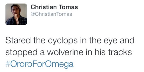 ripopentheuniverse:The glorious #OroroForOmega hashtag on twitter. Created by christiancgtomas wit