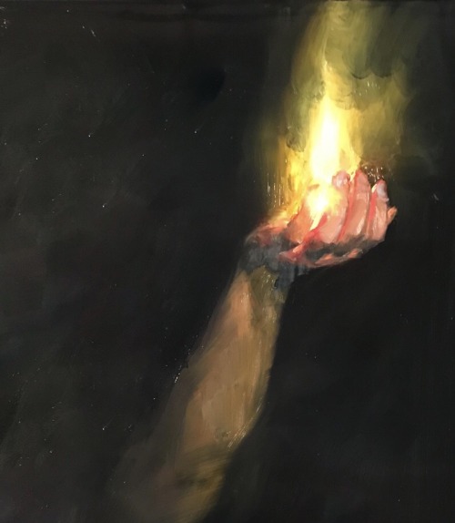 forestgreenlesbian:Hand Candle paintings by Paul Benney