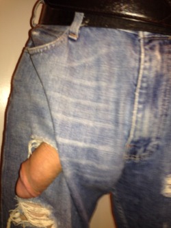 findingmeafter40:  coolnumberseven:  Jean Porn. Are destroyed jeans still in. Or Out.   Besos 💋  You are definitely out and it’s good!