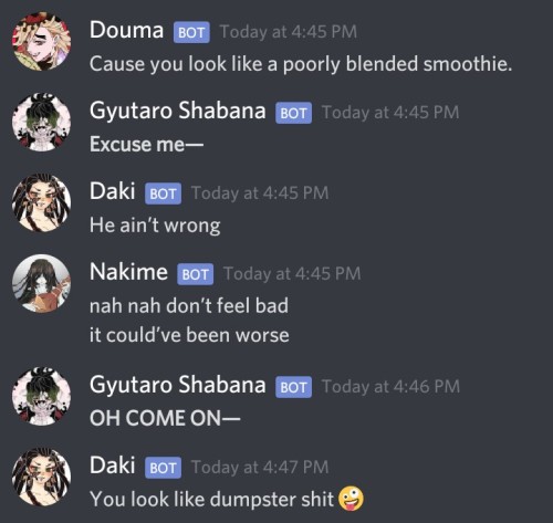 So Me And Two Of My Discord Friends Were Fucking Around With Our Kizuki Bots