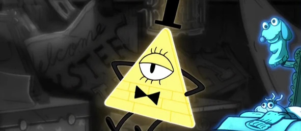 Screenshot of Bill Cipher from the Gravity Falls episode "Sock Opera"