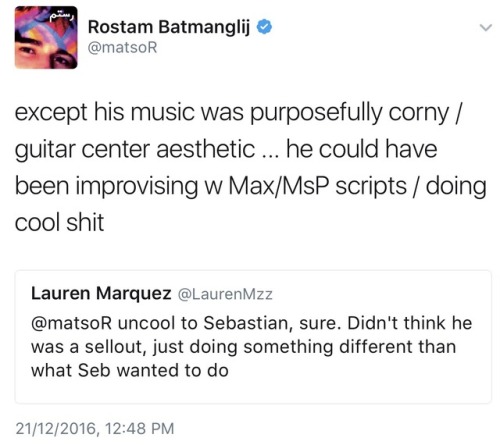 scarlettqueen21: teamvampireweekend: Rostam Batmanglij on La La Land and Moonlight