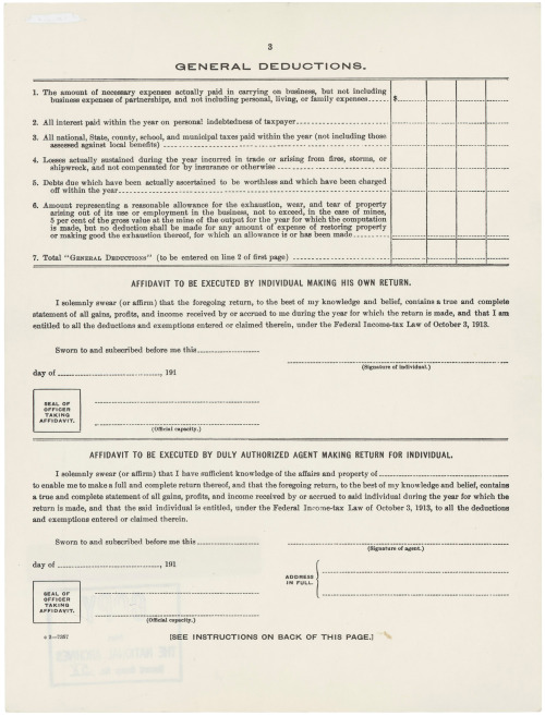 todaysdocument: Tax Day! 100 Years of Form 1040: Income Tax Form, 1913. Record Group 56, General R
