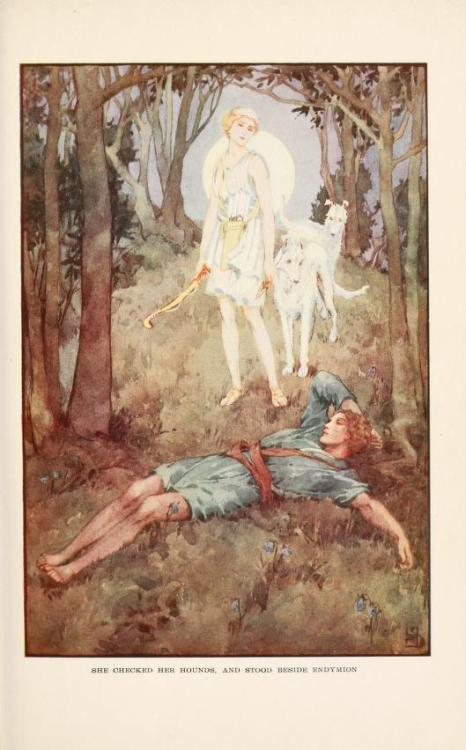 vintagefairytaleillustrations:Illustration from “Endymion” in “A Book of Myths” by Jean Lang and ill