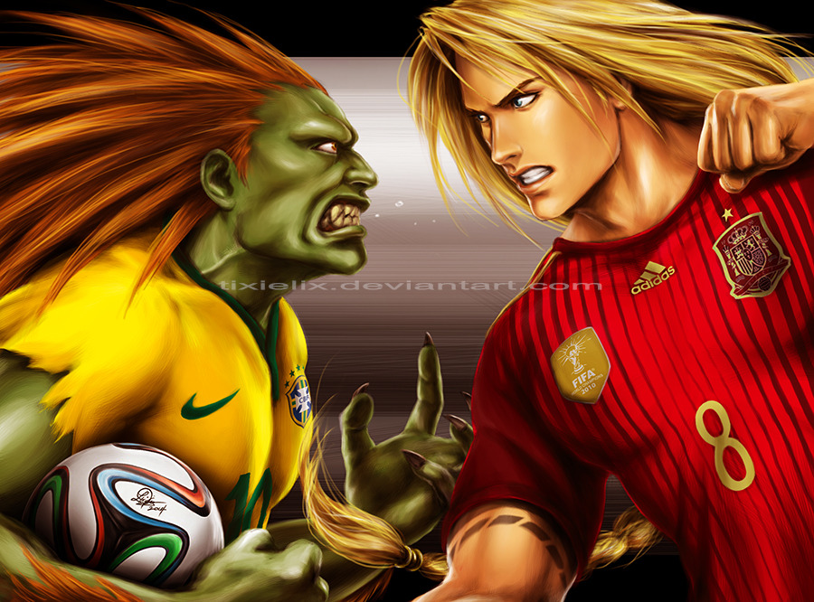 youngjusticer:  K. O. GOAAAAAAAALLLLLL!!! Vega vs. Blanka, by Lixin Wang.