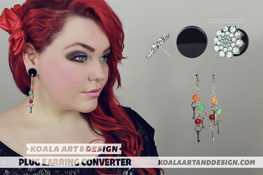 Hey guys I am so excited to finally release my patented product! The Plug to Earring Converter is here! Simply take any set of conventional earrings and insert them into the hole on the face of the plug, my patented inner device secures the earring...