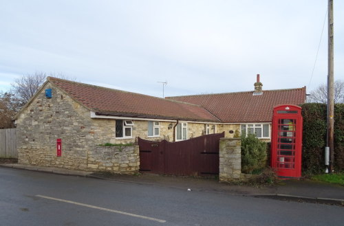 Bungalow with postbox and telephone box, Main Street, Church Fenton