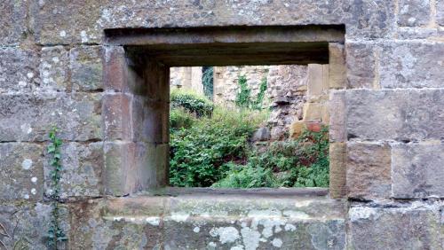 Looking through the Ruins of Jervaulx Abbey, North Yorkshire, England.