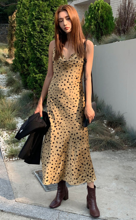  Irregular Dot Long Cami Dress by Stylenanda 