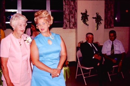 My mom’s Grandma Ruby, Aunt Rhea, Uncle Walt, and Uncle Bud at my parents’ wedding - 197