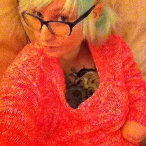Gizmo loves to crawl into my sweater and snore. #puglove #pugsofinstagram #bluehair #glasses #gizmop