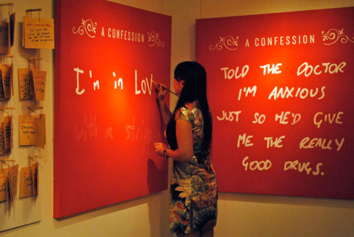  Confessions is a public art project that invites people to anonymously share their confessions and see the confessions of the people around them in the heart of the Las Vegas strip. 