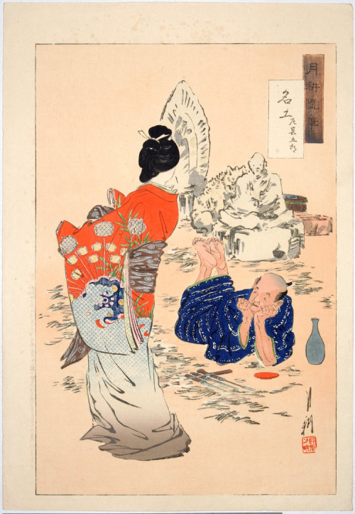 The Sculptor Hidari Jingorō Watching his Work Come to Life by Ogata Gekko, c. 1887
