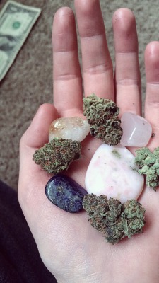 stoned–princess:  my first crystals and some pretty buds✨☺️