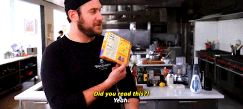 hairsaffitz:  “It’s time for my favorite part, but I don’t know if this is gonna be so great.” From: GOURMET MAKES S1 | E33: Pizza Rolls 