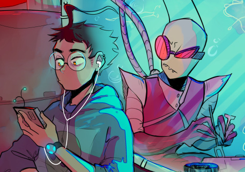 bamsara:ZaDf/r piece drawn in twitch steam. They’re on some…adventure….yeah. Dib makes Zim do all th