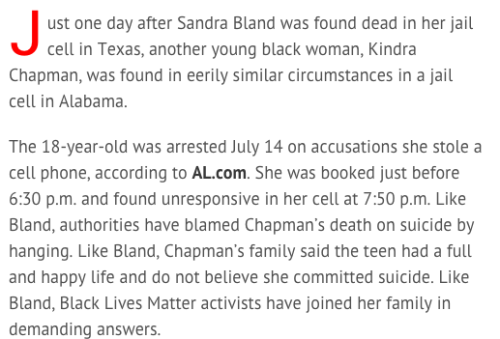 thechanelmuse:  Sandra Bland. Kindra Chapman. Rexdale Henry. Ralkina Jones.