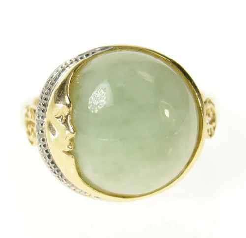 allaboutrings:14k Gold Crescent Moon Jade Ring