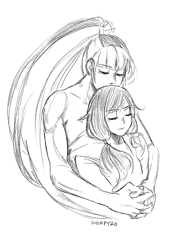 bonpyro:  quick morning sketch. I’m having some sort of meltdown from these two…….&lt;3