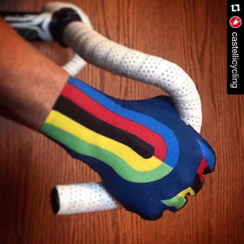 vtbikes: wtfkits: Custom champion glove cool! #Repost @castellicycling ・・・ Custom Masters World Tra